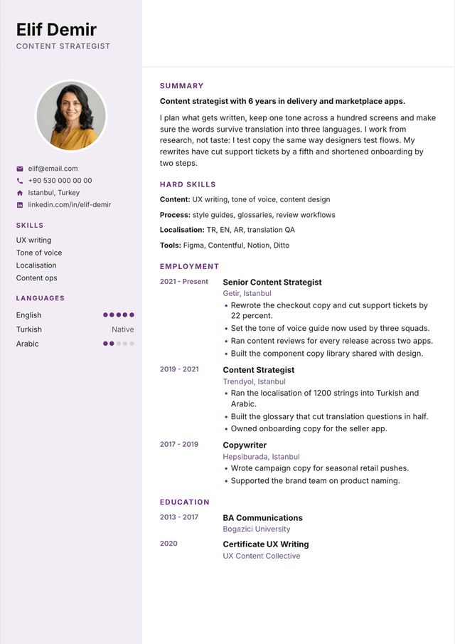 Casual resume template