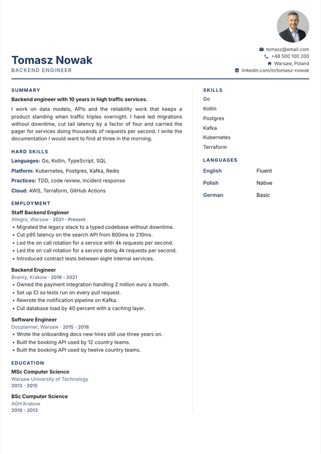 Compact resume template